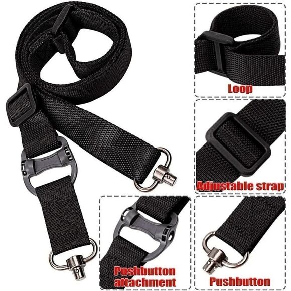 Tactical 2 Point Sling QD Swivel Rifle Adjustable Gun Sling Strap w/ MLOK Swivel - Picture 1 of 10